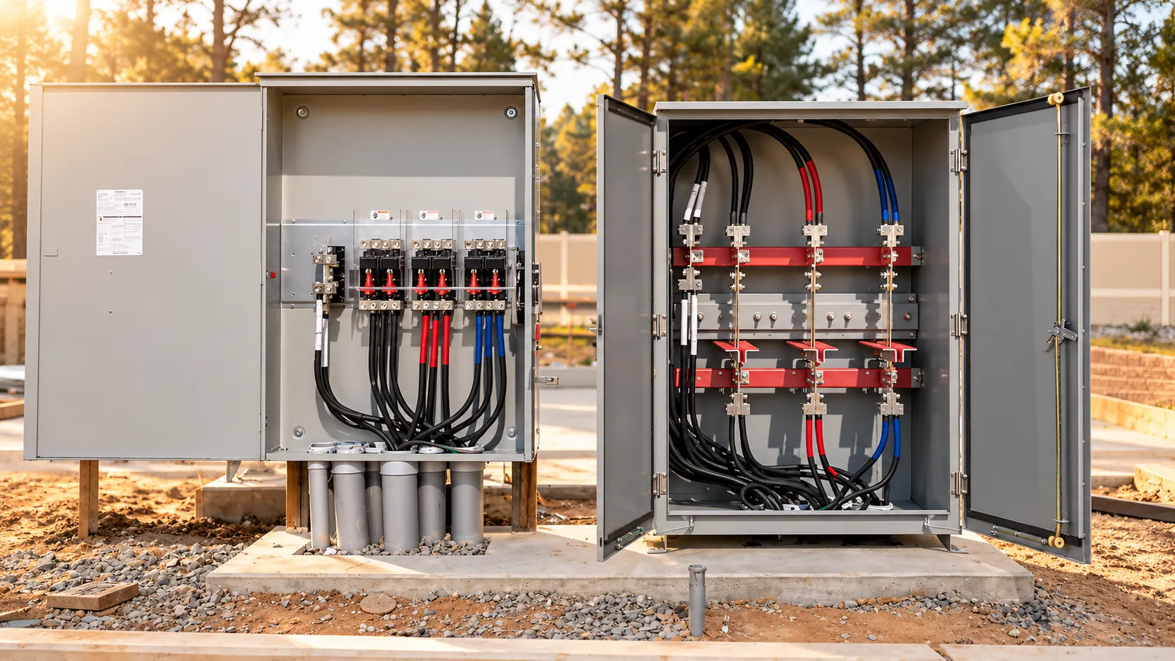 Outdoor commercial switchgear cabinets with new feeders