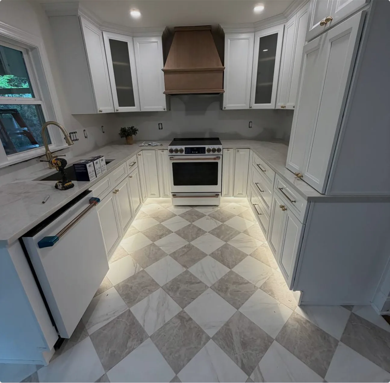 Kitchen with under-cabinet LED lighting