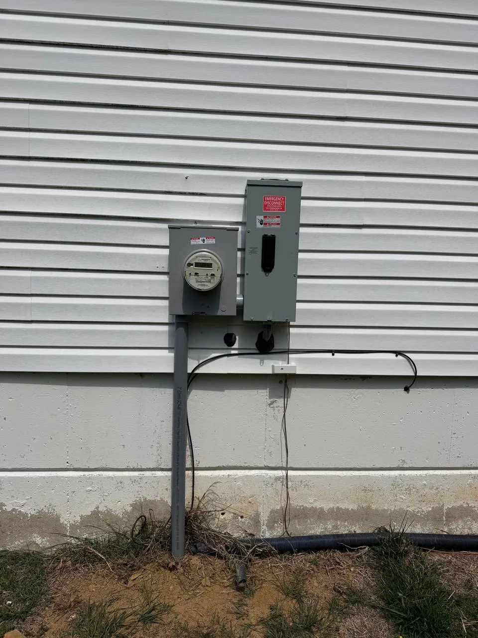 Meter and disconnect on a home exterior