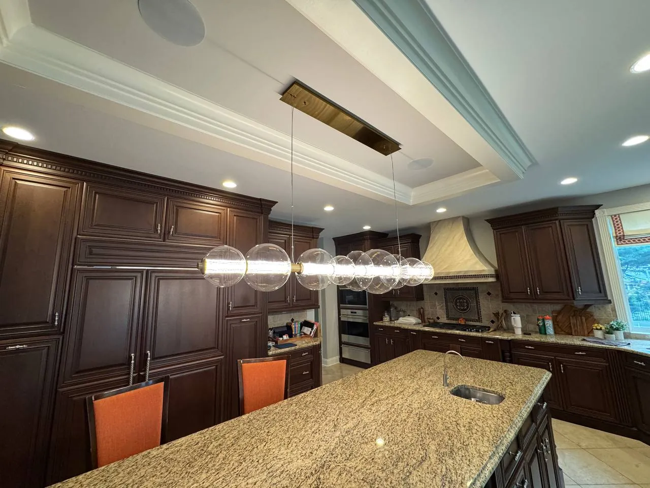 Kitchen with pendant lighting over the island