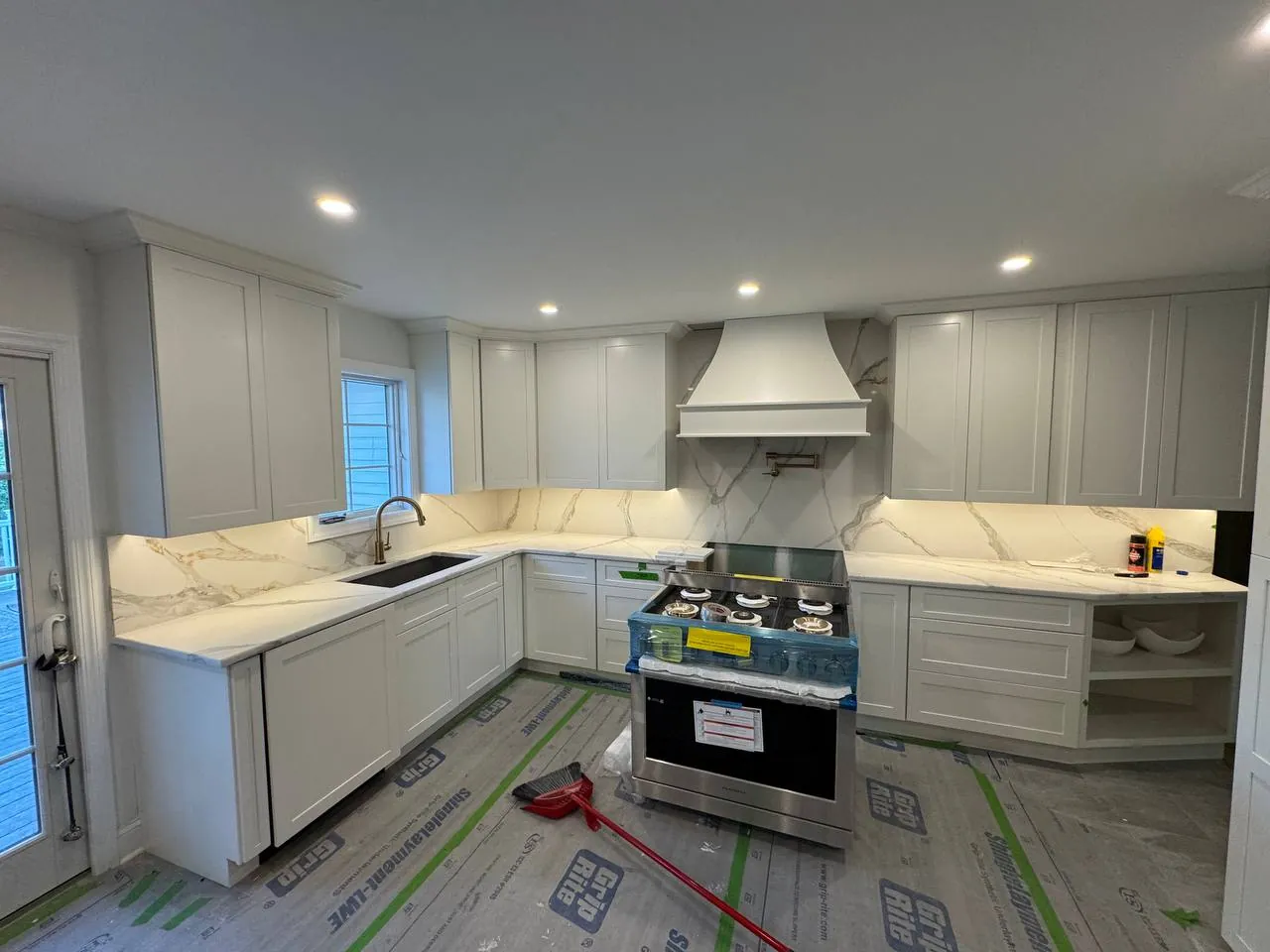 Kitchen renovation with recessed lighting