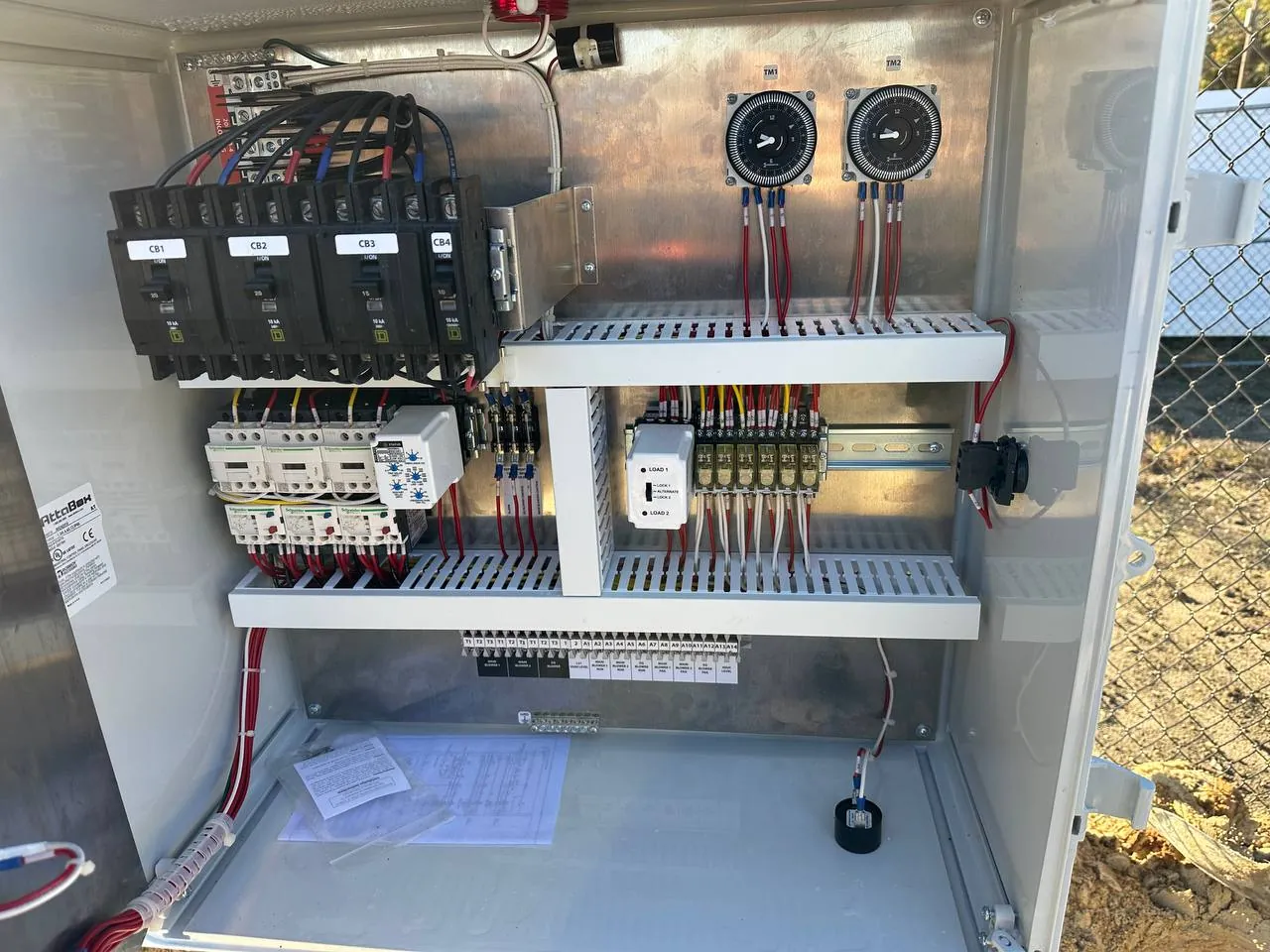 Control panel with contactors and terminal blocks