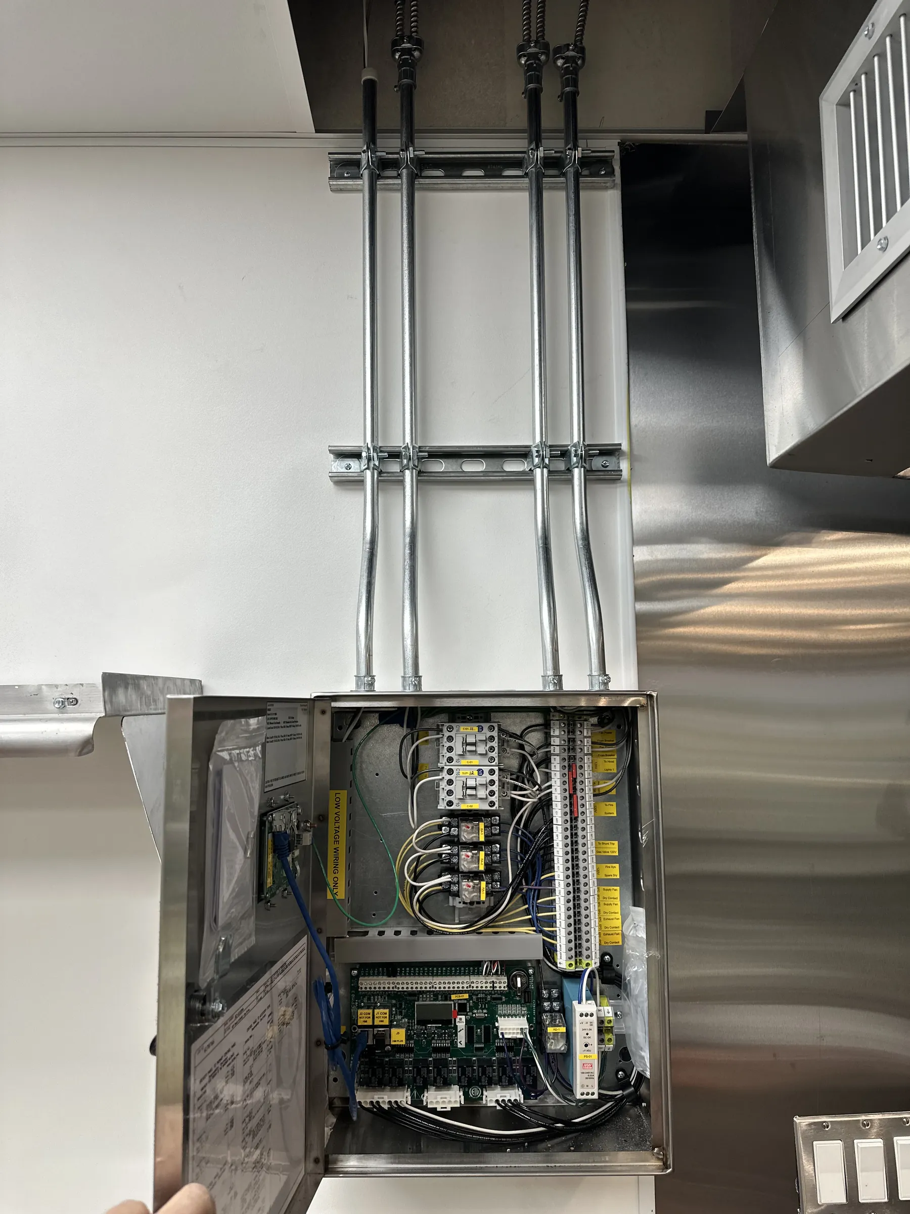 Panel and conduit runs in a commercial space