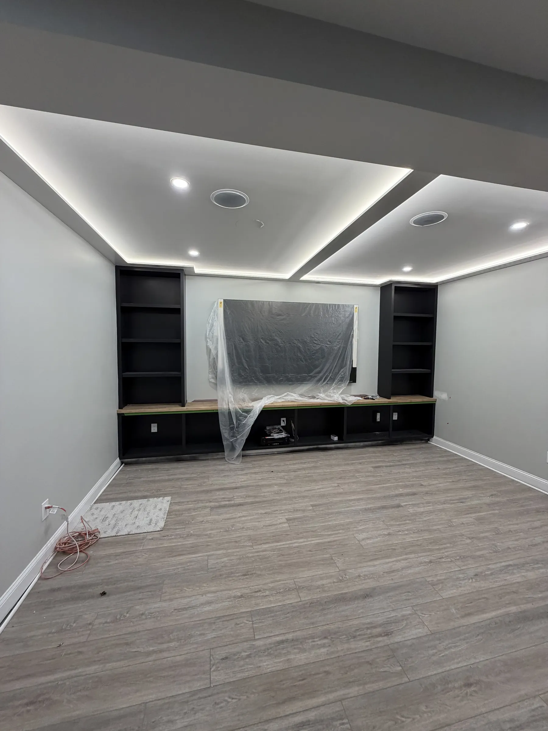 Living room with cove lighting